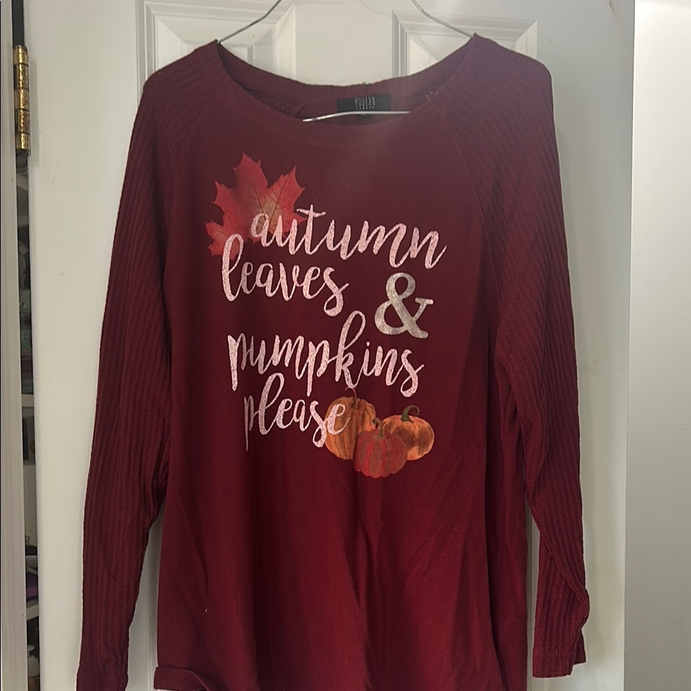 Women's Burgundy Autumn Graphic Top